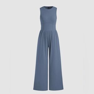 Cider Solid Sleeveless Wide Leg Jumpsuit